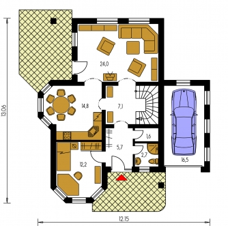 Floor plan of ground floor - KLASSIK 148